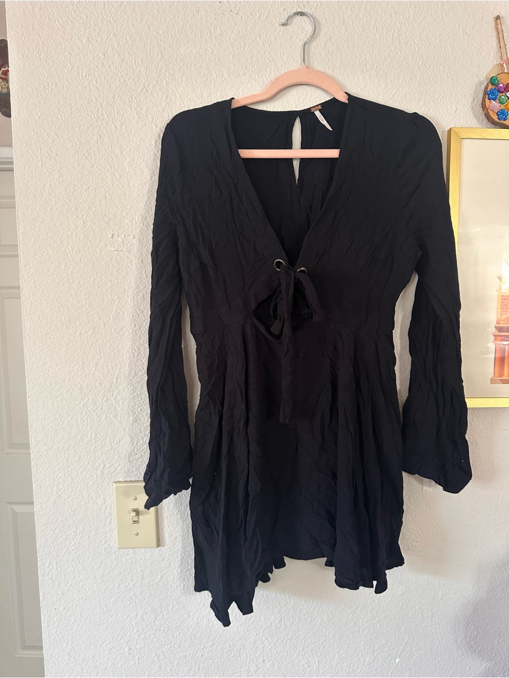Free People 12 Black Tie Tunic Top